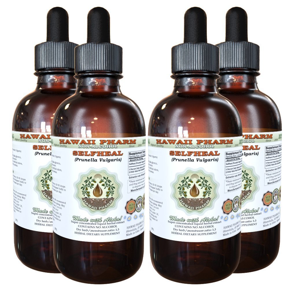 Selfheal alkol-Free Liquid Extract, Organic Selfheal (Prunella Vulgaris) herb Glycerite Natural Herbal Supplement, Hawaii Pharm, USA 4x4 fl.oz