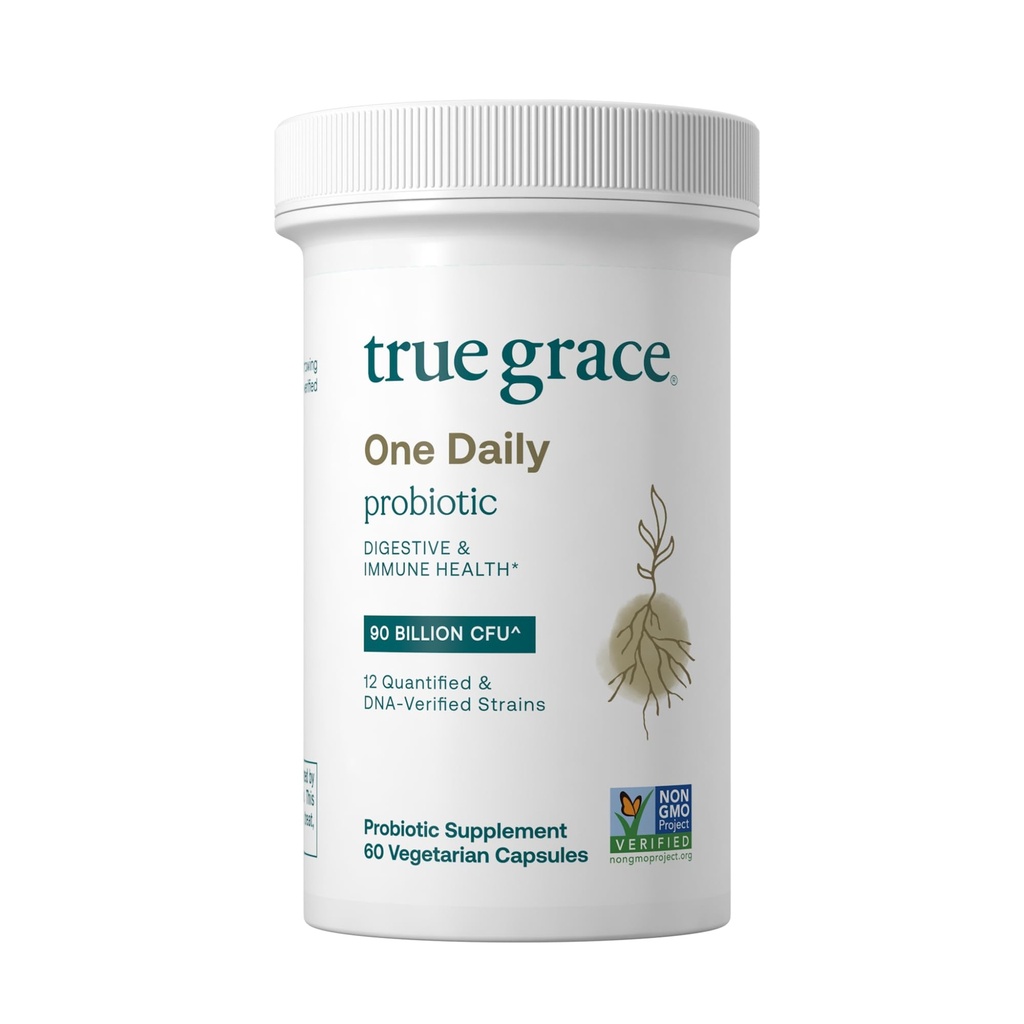 Gerçek Grace One Daily Probiyotik - 60 Vejetaryen Capsules - 90 Milyar CFU - Gut, Digestive & Immune Health Support Mix with Prebiyotik Fiber - Gluten & Soy Free - 60 Hizmetler - 90 Milyar CFU - Gut, Digestive & Immune Health Support Mix