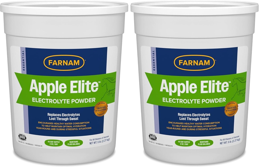 Farnam Apple Elite Horse Electrolyte Tozunu Değiştiriyor, Mineraller Egzersiz sırasında Ter Kayıp, Extreme Hava ve Stresli Koşullar, 5 lb., 40 Day Supply (Pack of 2)