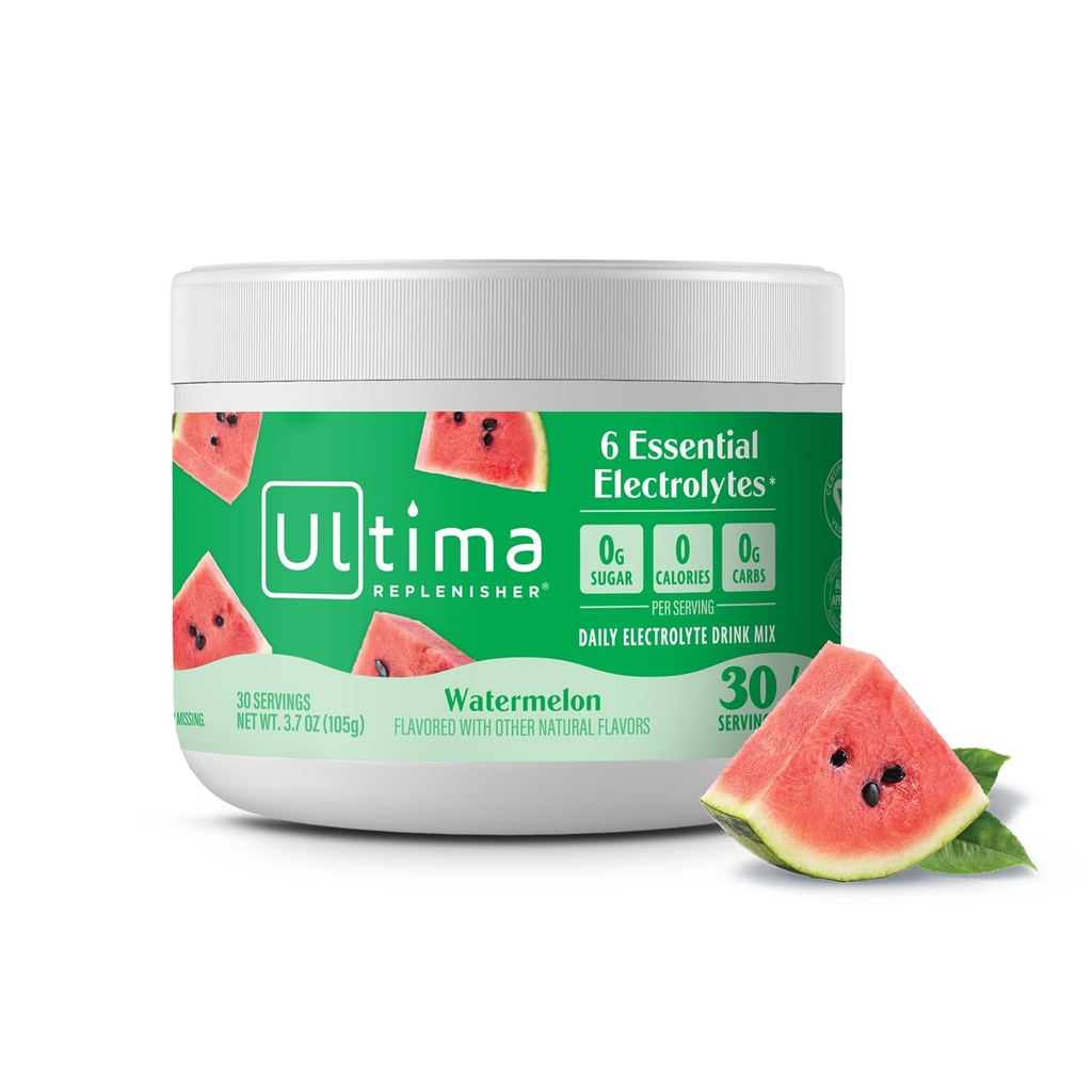 Ultima Replenisher Daily Electrolyte Toz İçecek Mix – Sugar Free – Watermelon, 30 Hizmet - 6 Key Electrolytes ve Trace Minerals ile Hydration Toz – Keto Friendly, Vegan, Non-GMOMOMO