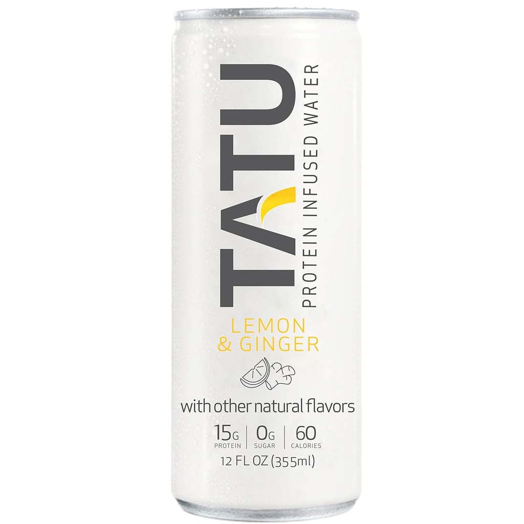 TATU Ready-To-Drink Protein Su Limon Ginger 24 Pack. 15 gram whey proteini izole, 0 gram şeker, sadece 60 kalori. Limon Ginger ve Orange Mango. Gluten Free, lactose ücretsiz.