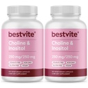 BESTVITE Choline Inositol 500 mg (240 Vejetaryen Capsules) (120 x 2) - No Stearates - No Dicalcium Phosphate - No Fillers - Vegan - Non GMO - Gluten Free Capsules)