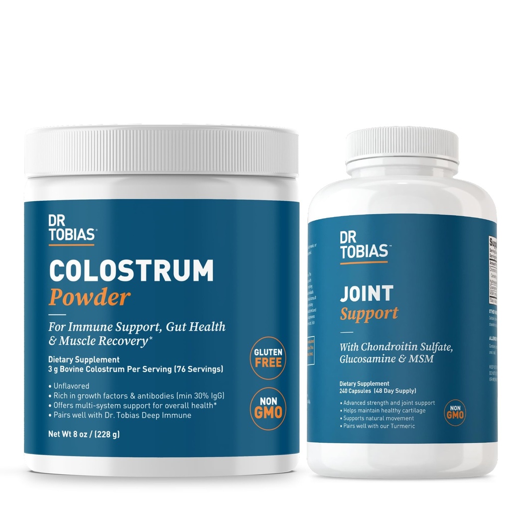 Dr. Tobias Ortak Destek Supplement ve Colostrum Toz - Ortak Hareketlilik, Kartilage Health ve Immune Function - Non-GMOMO