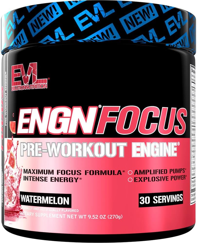 Evlution Beslenme ENGN Focus - Intense Pre-Workout with Tinatine - maksimum Focus Formula - Son Enerji için Pre-Workout Toz - Beta-Alanine & Caffeine - 30 Hizmet - Sumelon