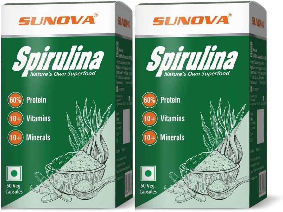 Spirulina Capsules – Doğanın Kendi Superfood ve Beslenme Supplement,Spirulina for Full Body Support – 60 Capsules (Pack of 2)