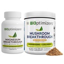 BiOptimizers Magnezyum Breakthrough 4.0, (60 Capsules) & Mushroom Breakthrough Toz (Salted Caramel, 15 Hizmet) - Doğal Uyku ve Beyin Superfood & Supplement Sche