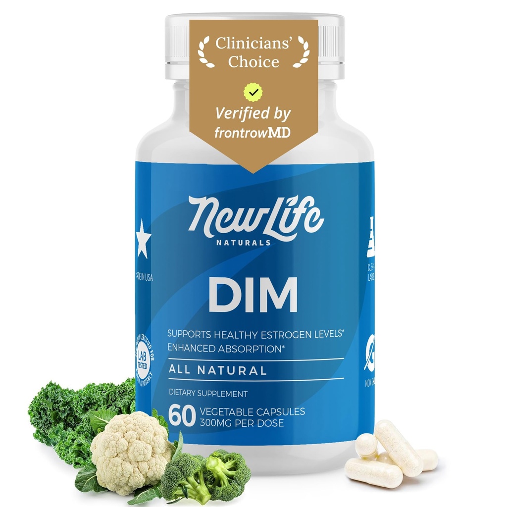 NewLife Naturals DIM Supplement 300mg for Women & Men - Hormonal Acne, Estrogen Balance Pills, Post Menopause Relief | Sağlıklı Estrogen Seviye | Hormonal Denge - Bioperine | P - 60 Day Supply