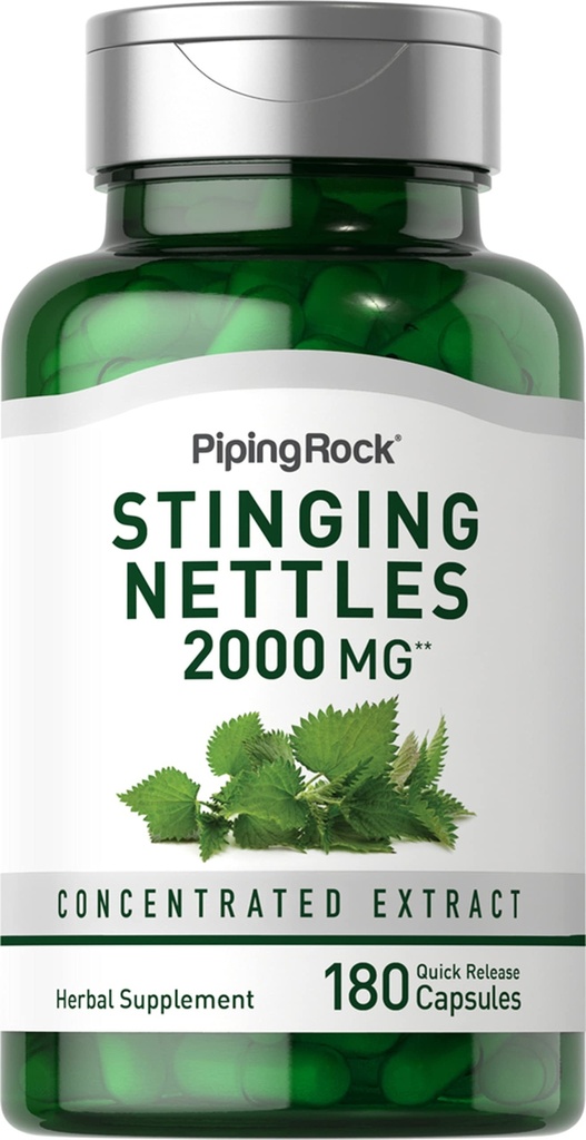 Piping Rock Sting Nettle Capsules 2000 mg | 180 Pills | Interd Leaf Extract | Non-GMO & Gluten Free Herbal Supplement Supplement Supplement