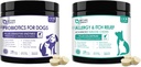 NATURE TARGET Probiotics for Dogs, with Prebiotics & Digestive Enzymes, Vitamins & Omega 3 for Allergy Itch Relief, Reduce Diarrhea, Gas, Stop Pawlicking, Hot Spots, Shedding