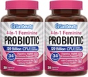 Kadınlar için probiyotikler, 120 Milyar CFU 34 Strains, Prebiyotikler, Digestive Enzymes, Cranberry, 4-in-1 Feminine Probiyotik, Digestive, Vaginal, Immune Support, 60ct (Pack of 2)