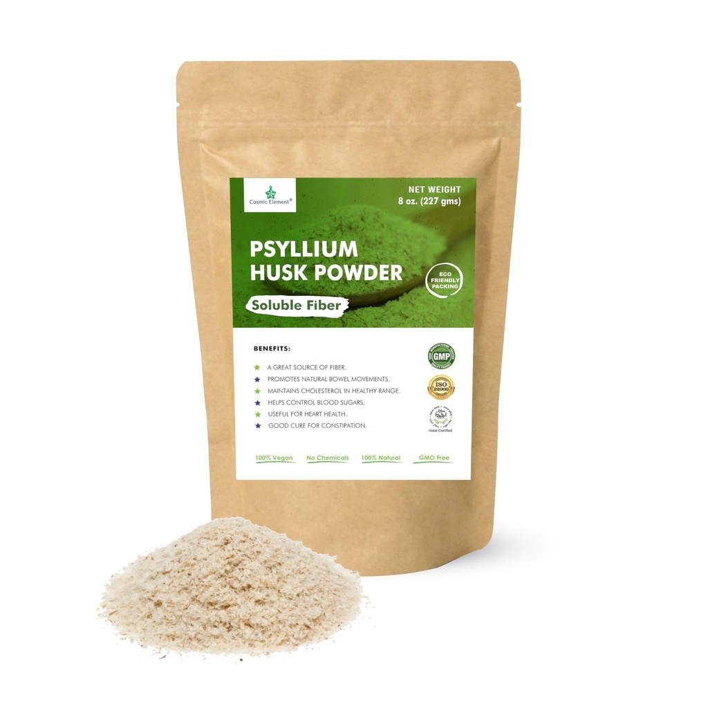 Cosmic Element 100% Saf Psyllium Husk Toz Organik - Düzenlilik ve Keto | Psyllium Husk Toz için Tamamen Zemin Fiber Tamamlama ve Gluten-Free Bread - 8 ozz