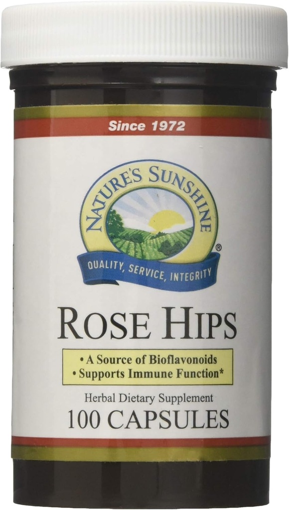 Nature's Sunshine Rose Hips, 100 Capsules, Kosher | Supports Immunity, Natural Source of Vitamin C, Contains Beneficial Bioflavonoids, and Provides Powerful Antioxidants