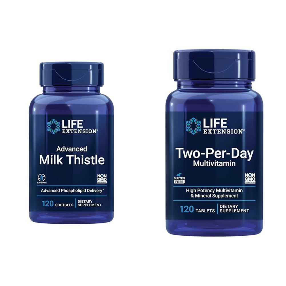 Life Extension Advanced Milk Thistle 120 Softgels ve Two-Per-Day High Potency Multi-Vitamin & Mineral 120 Tabletler