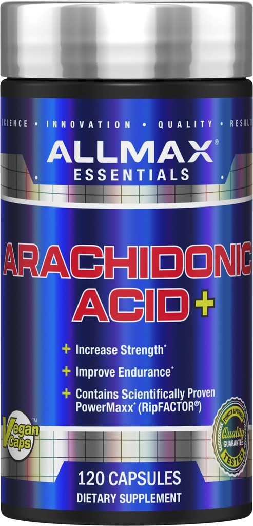 ALLMAX Essentials Arachidonic Acid+ - 120 Capsules - Güçlüyü artırmak ve Endurance - Gluten Free - 30 Hizmet