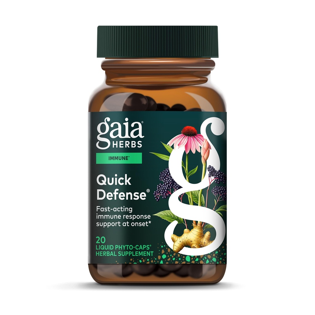 Gaia Herbs Hızlı Savunma - Hızlıca Immune Support Supplement* - Echinacea, Black Elderberry, Ginger & Andrographis - 20 Vegan Sıvı Phyto-Capsules (2-Day Supply)
