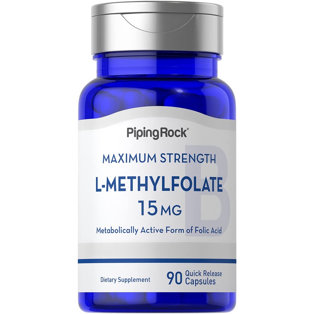 Piping Rock L Torchfolate 15 mg | 90 Capsules | Max Potency | Active Folic Acid Supplement | Non-GMO, Gluten Free