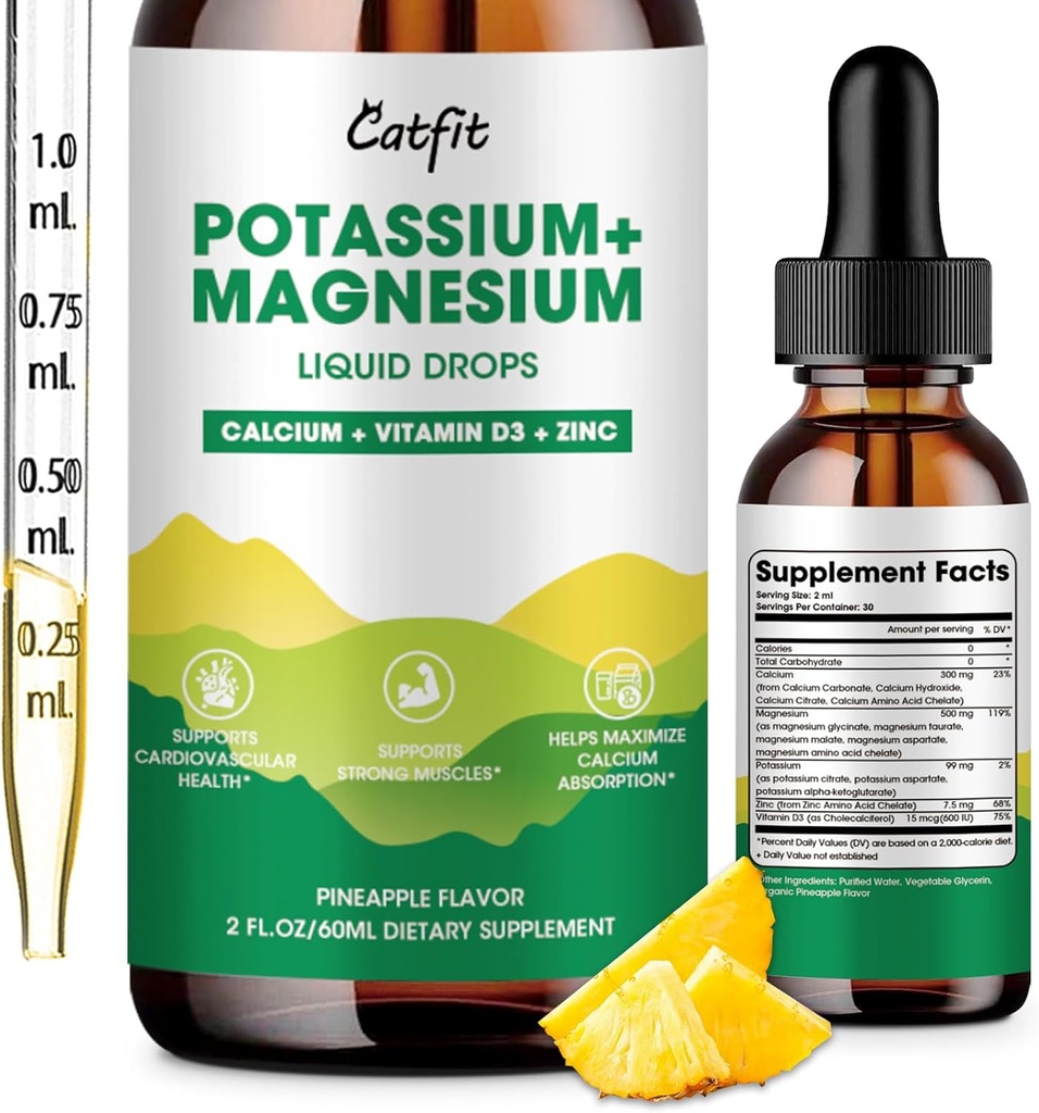 Pyumyum Glycinate Supplement-High Abvitamin Magnezyum Kompleksi ile Toz, Potasyum, D3 & Çinko Uyku için,Leg Cramps, Kass & Energy, Sugar Free&Vegan 2 Fl Oz Oz