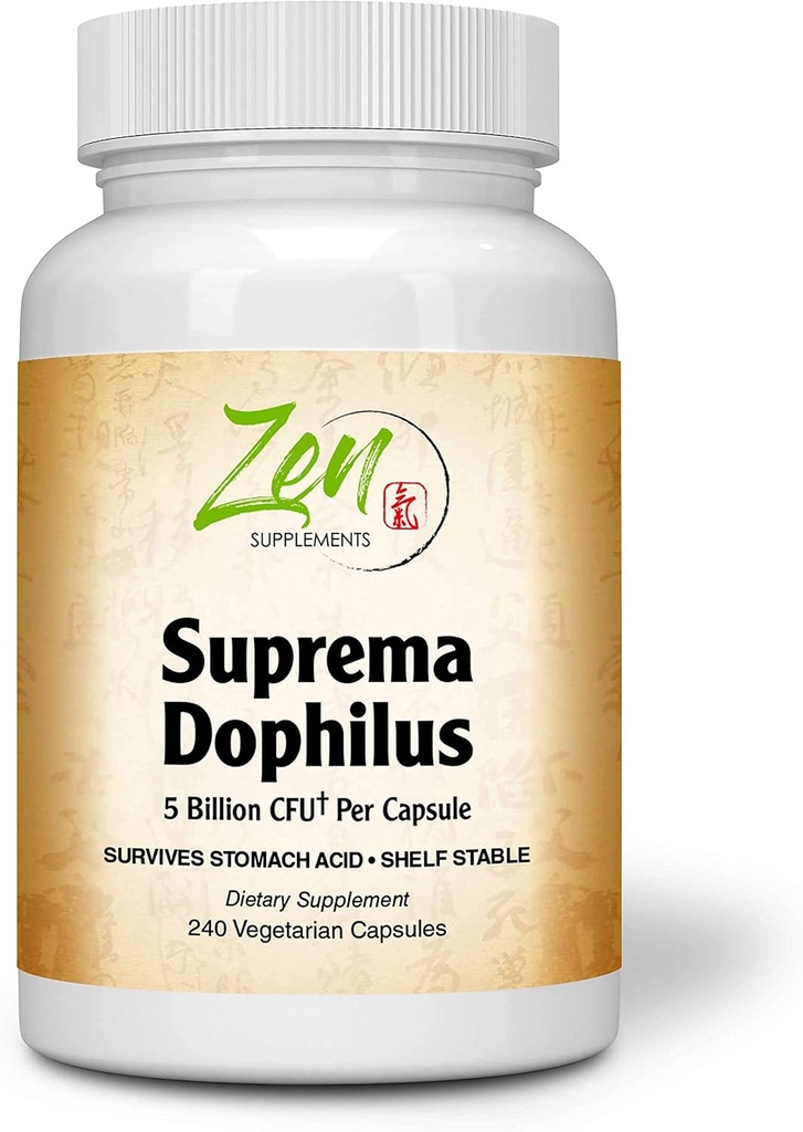 Zen Supplements - Suprema-Dofilius - 5 Milyar CFU Probiyotik - 8 Strains - Raf Stable and Acid Dayanıklı - Supports Gastrointestinal & Immune Health 240-Caps