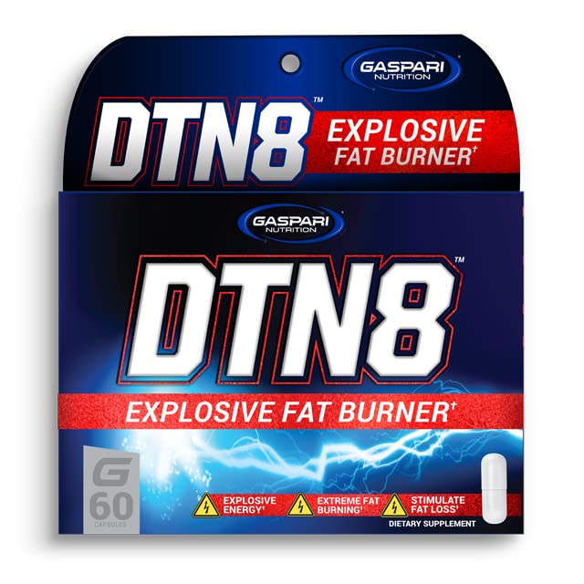 Gaspari Beslenme DTN8: Explosive Fat Burner, Natural Energy and mental Focus, Adrenal ve Stres Desteği (60 Capsules)