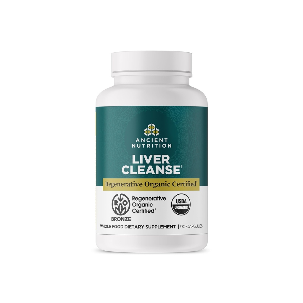 Ancient Nutrition Regenerative Organic Certified Liver Cleanse Supplement, Ancient Herbals Liver Cleanse with Milk Thistle, Burdock Root & Reishi for Optimal Liver Support, Gluten Free, 90 Count