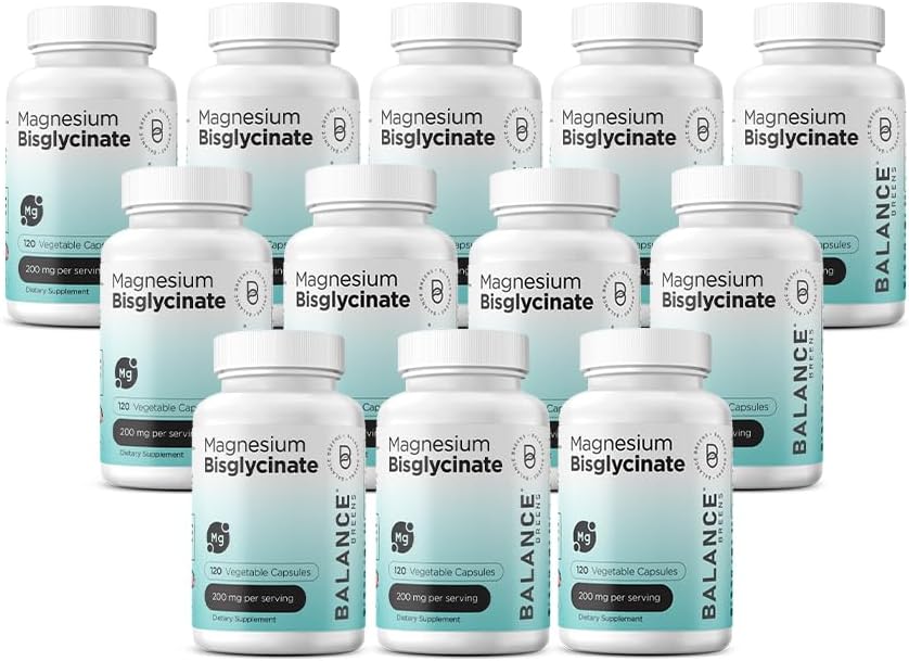 Magnezyum Bisglycinate 200 mg - Yüksek Abhidrasyon Chelated Supplement - Stomach, Gluten-Free, Supports Sleep, Muscle Cramps & Pozitif Mood - 120 Capsules (Brook of 12)