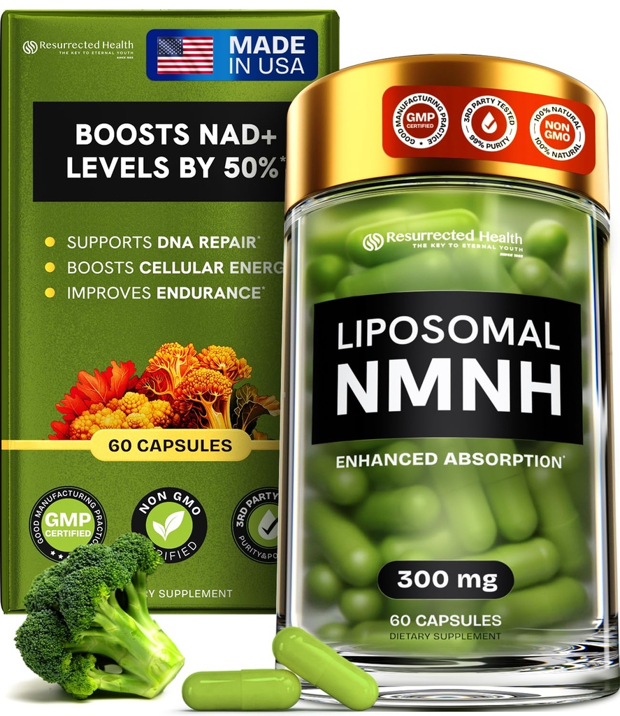 Liposomal NMNH Supplement (Dihidrotinamid Mononüotid) - Anti Aging, Enerji, Focus - Pure NMNH Organik 60 Capsules - 300 mg