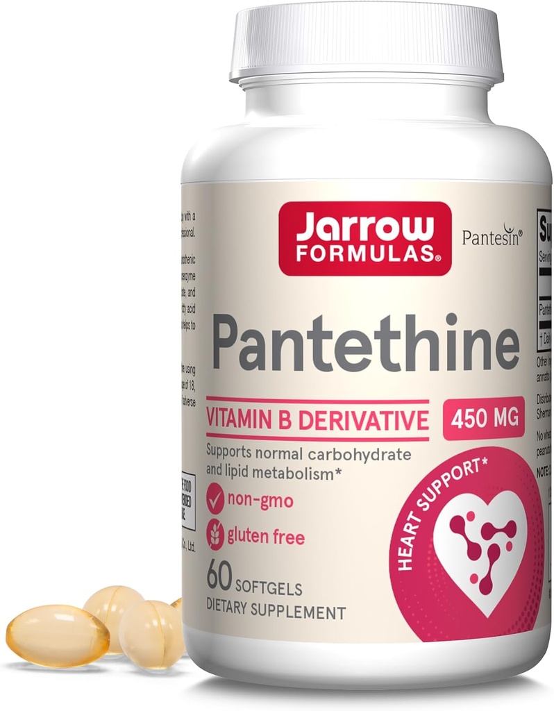Jarrow Formulas Pantethine 450 mg - Vitamin B5-60 Hizmet (Softgels) - Destek Kalp Sağlığı, Carbohidrat & Lipid Metabolism - Coenzyme A (CoA) Precursor - Pantothenic Acid Supplement