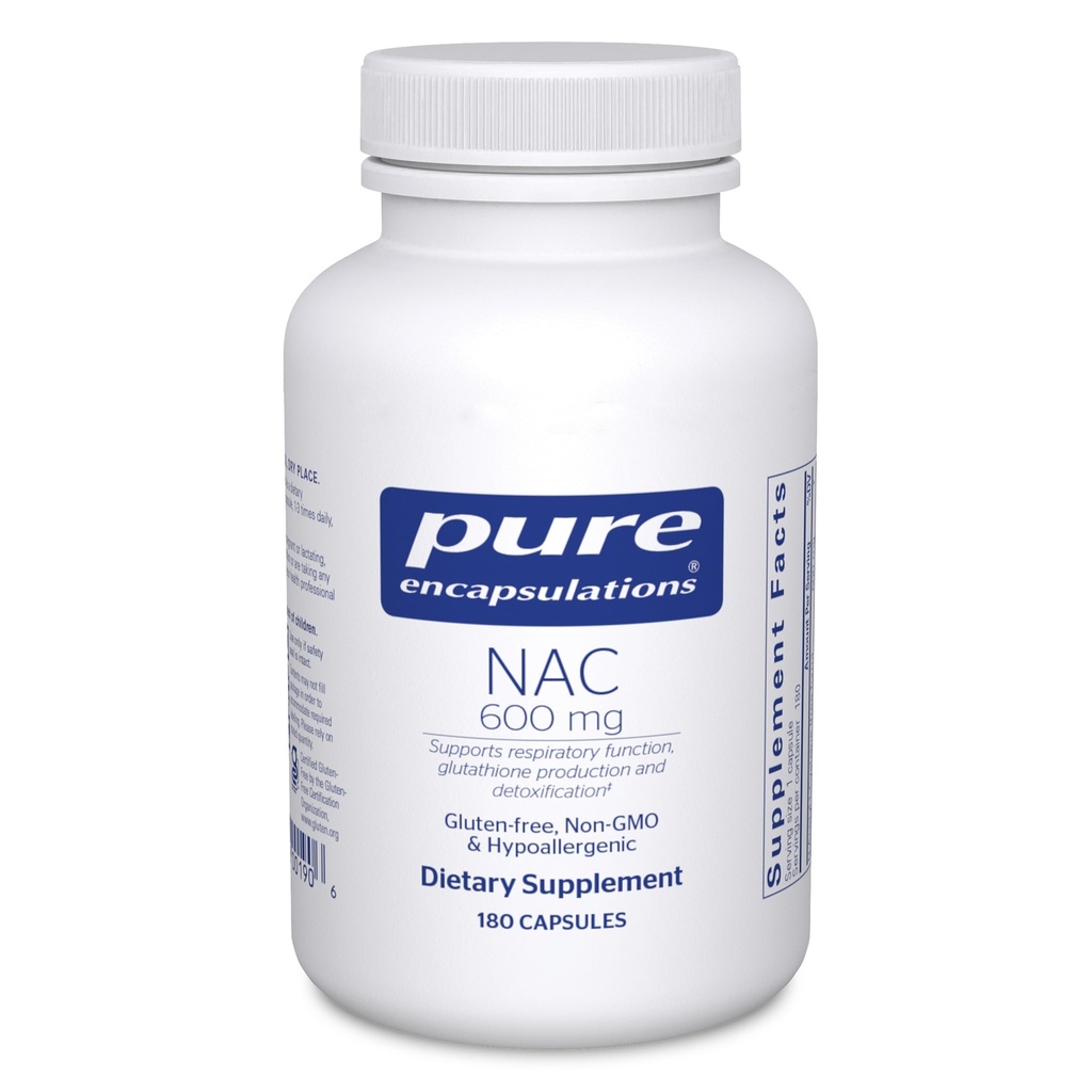 Pure Encapsulations NAC 600 mg - N-Acetyl Cysteine NAC Supplement for Lung Health & Immune Support, Liver Support & Antioksis* - Freeform N-Acetyl-L-Cysteine - 180 Capsules