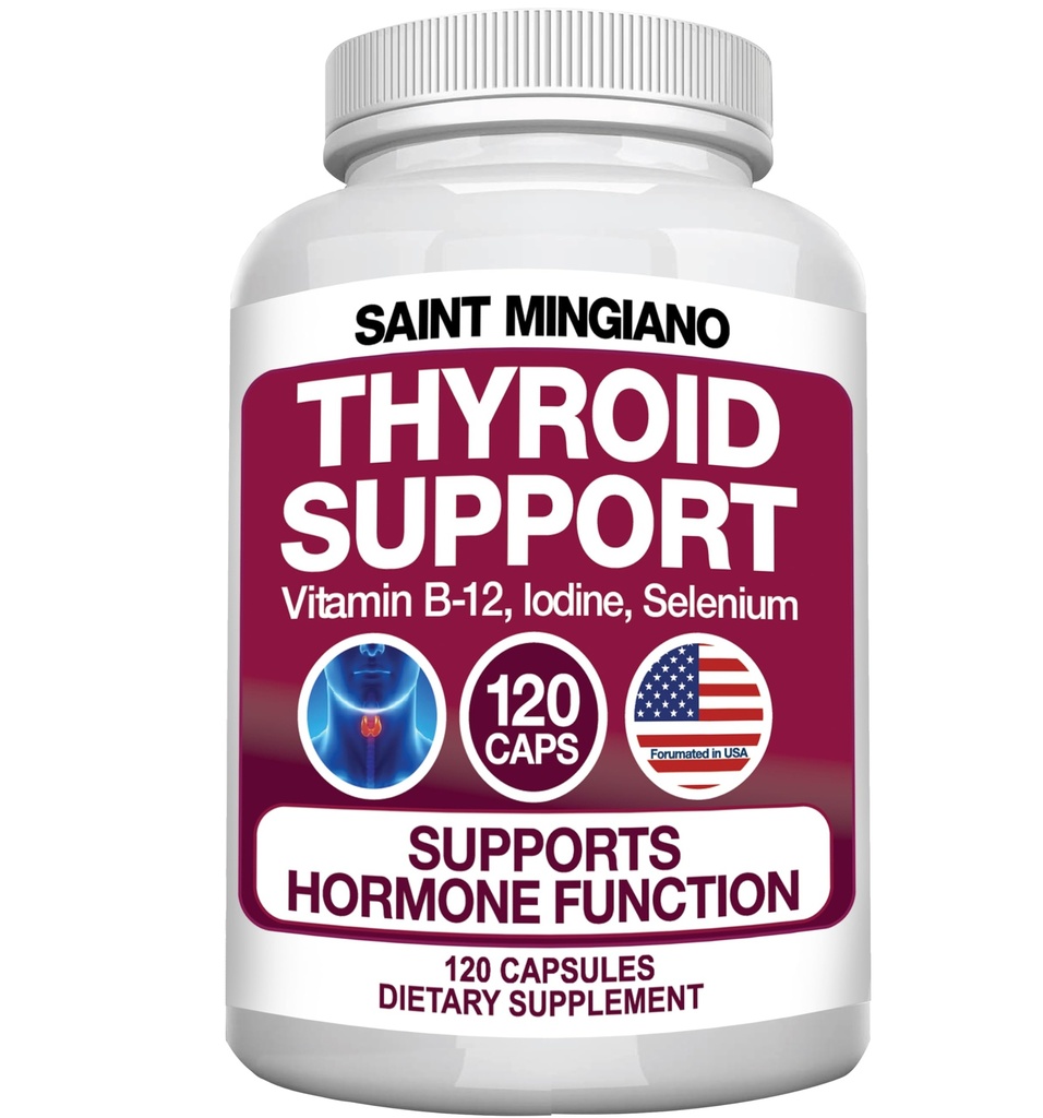 Tiroid Destek Supplement with Iodine |120 Capsules to Help Body Mass & improve Energy, Cardiovascular, Energy & Focus Formula | 14 Doğal Vitaminler