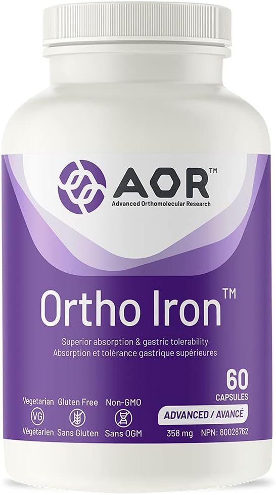 AOR, Ortho Iron, Supports Iron Absorption & gastric tolerability, Healthy red Blood Cell Formation, Dietary Supplement, Vegetarian, 60 Servings (60 Capsules).