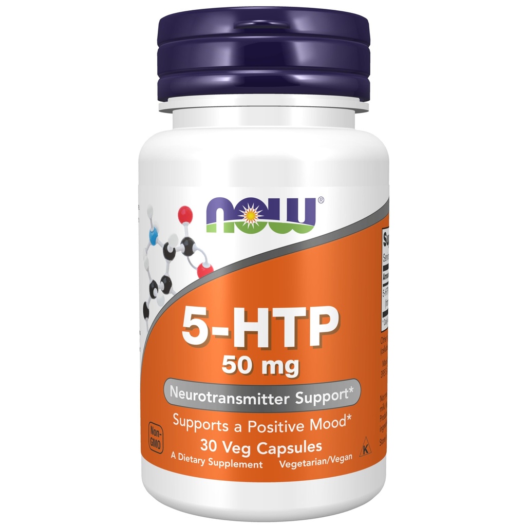 Şimdi Gıdalar Tamamlıyor, 5-HTP (5-hidrytryptophan) 50 mg, Nörotransmitter Desteği*, 30 Veg Capsules