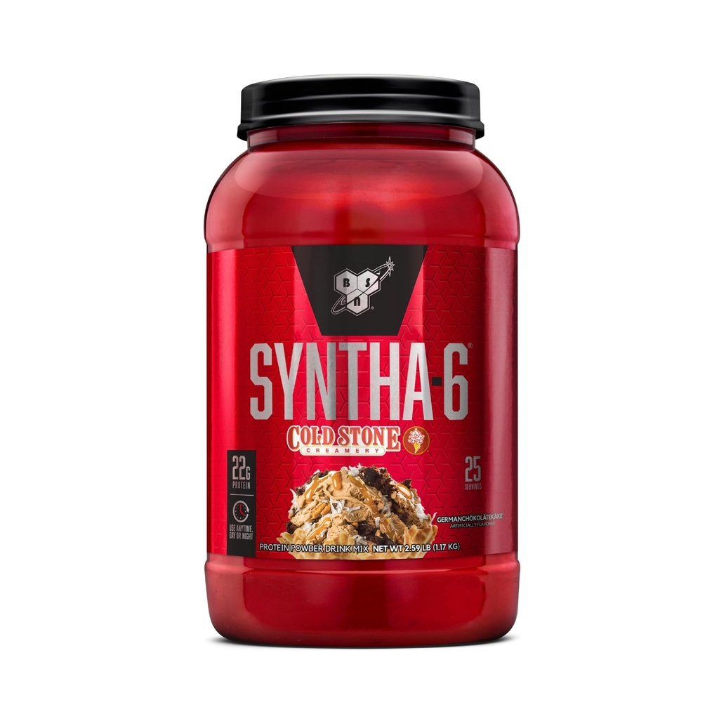BSN Syntha-6 Whey Protein Toz, Cold Stone Creamery- Almanchökolätekäke Flavor, Micellar Casein, Milk Protein Isolate Toz, 25 Hizmetler