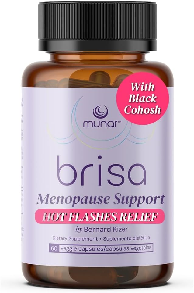 Munar Brisa Menopause Destek - Süt Butle, Vitex, Black Cohosh ve Rhubarb ile Kadınlar için Hormonal Denge. Sıcak Flash'ları azaltır, Enerjiyi artırır, Liver Detox – 30 Günlük Supply (60 Capsules)