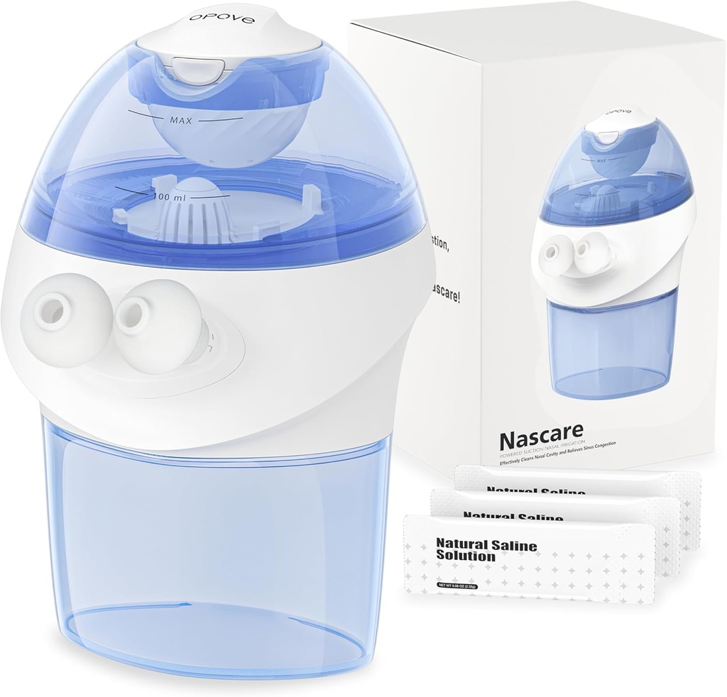 Opove Nasal Irrigation System, Sinus Rinse Kit with 1 Nose Clean & 15 Salt Packets, Self-Cleaning & Auto Waste Collection, Device Sinus Rinse Şişe for Relie Nasal Discomfort