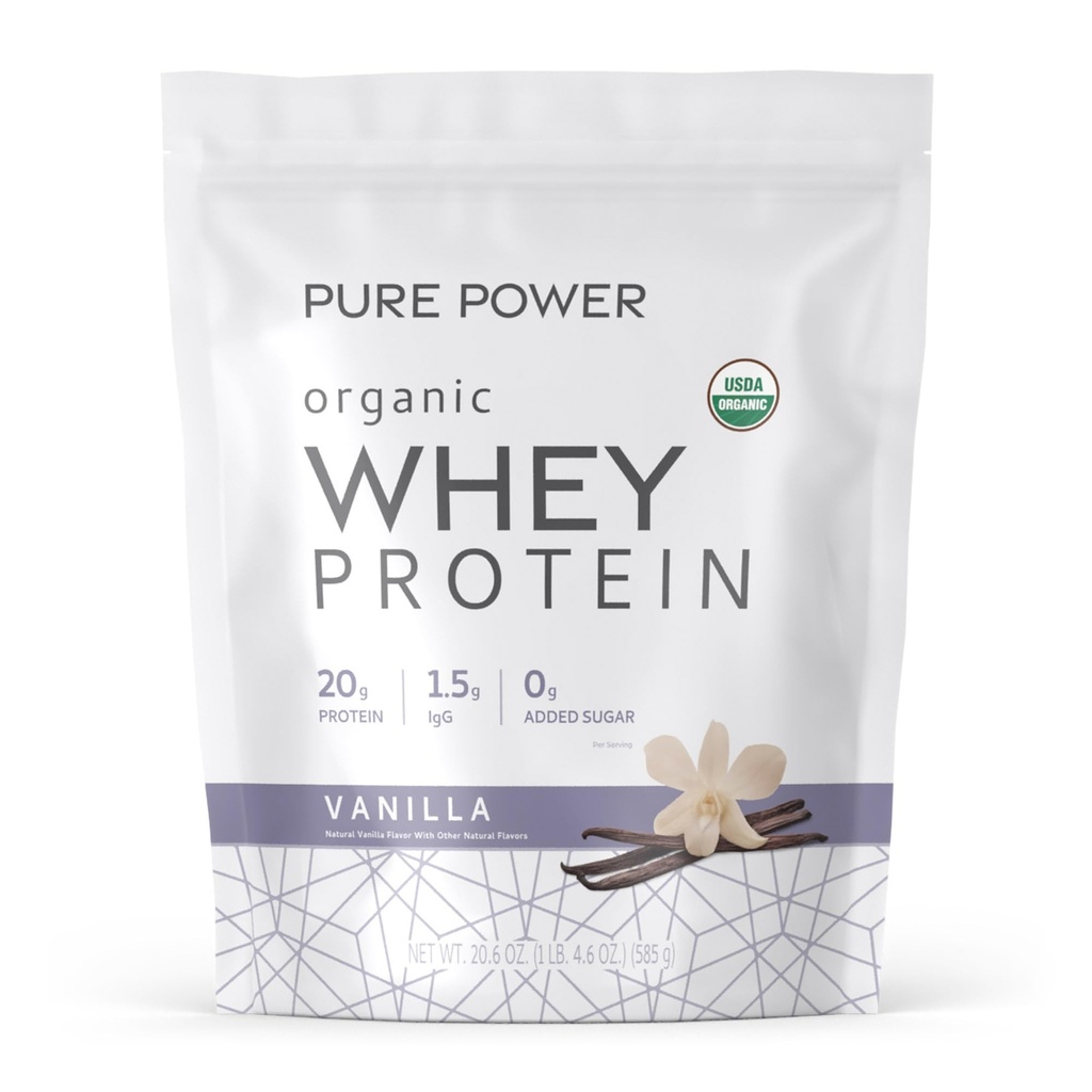 Dr. Mercola Pure Power Organic Whey proteini - 20 g protein - Kas Büyüme ve Enerji Destek - Grass-Fed Whey Yoğun - 15 Hizmet (20.60 oz) - Vanilla