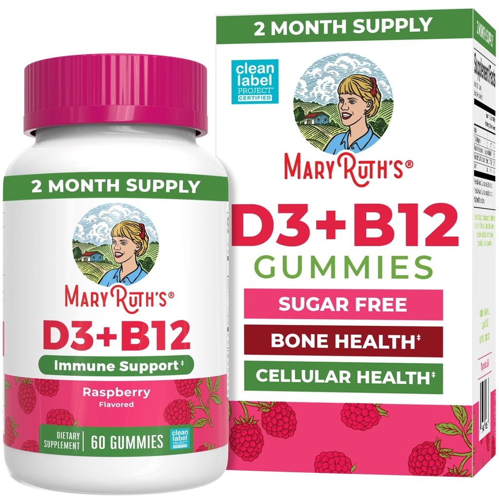 MaryRuth Organics Sugar Free | 2 Moon Supply | Vitamin D & B12 Vitamin Supplements for Yetişkinler & Çocuklar | Bone Health | Immune Support | Vegan | Non-GMO | 60 Hizmet