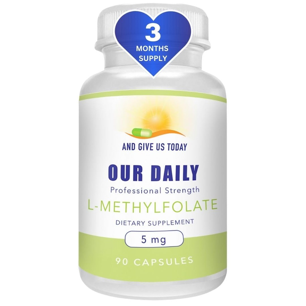 Günlük Vites L-Methylfolate 5 mg / 5000 mcg En Güçlü Active Folate, 5-MTHF, Filler Free, Gluten Free, Non-GMO, Vegetarian Capsules 90 (3 Ay Supply)