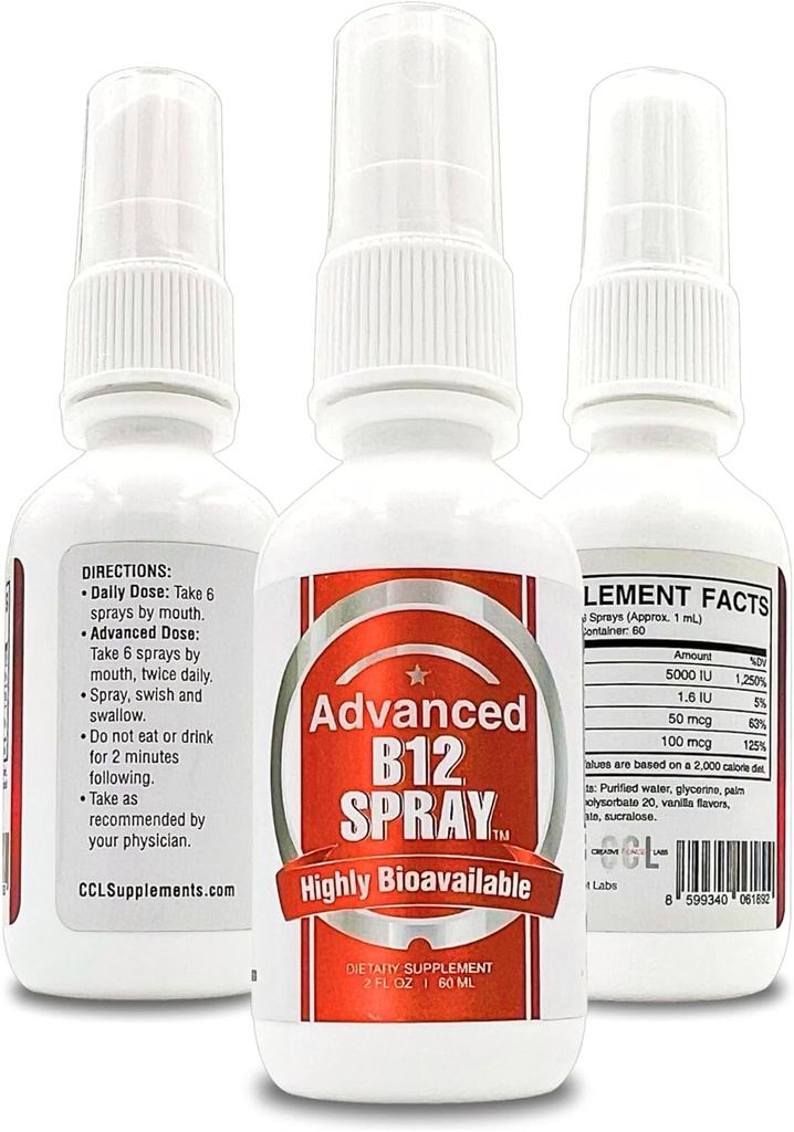 B12 Vitamin Enerji Kombinasyonu, Folic Acid Sublingual Liquid Kompleksi ile Focus, & Metabolism, Nano Teknoloji Anhidrasyon ve Özel Dosage (2 oz - 60 Hizmet)