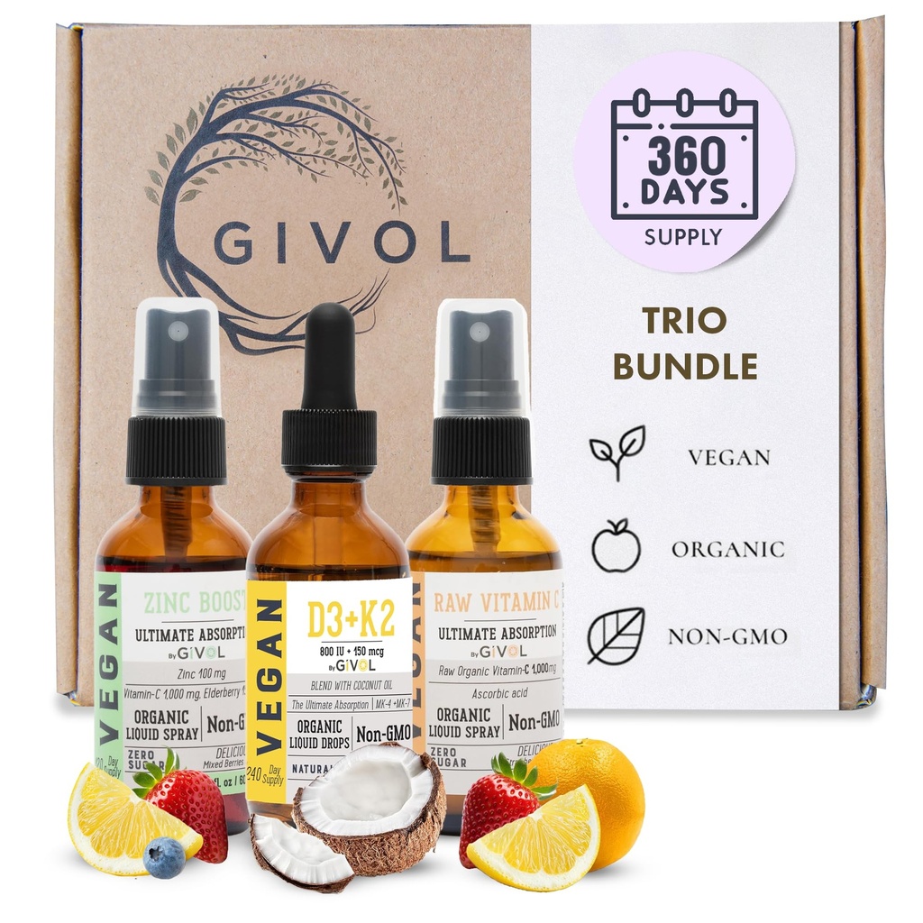 Immunity Support Pack - Raw Vitamin C, D3 & K2 Sıvı, çinko Picolinate - Premium Kalp Sağlık Vitaminleri w/Essential Minerals, Antioksi Properties, & Cardiovascular Faydaları - 180 Days Supply