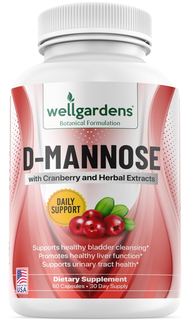 Cranberry Extract ile% 100 Saf D-Mannose - Temiz İmurities, Natural Urinary Tract Health, Liver ve Bladder Support Capsules, Non-GMOMOMO