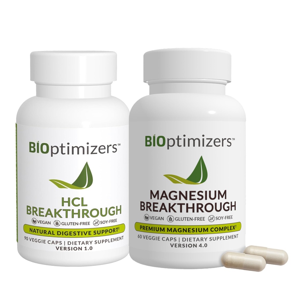 BiOptimizers - Magnezyum Breakthrough (60 Capsules) ve HCL Breakthrough (90 Capsules) Supplement Sche