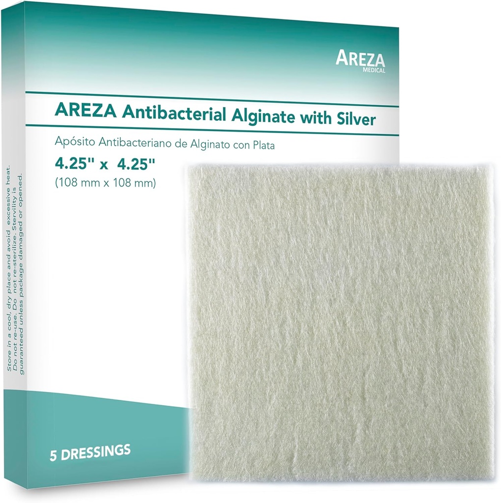 Areza Silveruba Antibakteriyel Yara Giyme Pads – Sterile, Non-Stick, Highly Absorbent; Yara Drenaj & Enfeksiyon Riski (4.254.24.25) için, Box başına 5Pack, 1 Box