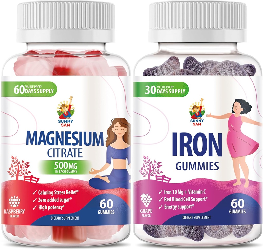 SUNNY SAM Demir Vitaminleri Yetişkinler için C & Magnezyum Gummies