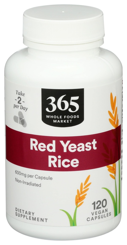365 by Whole Foods Market, Red Yeast Rice 600 mg, 120 Kont