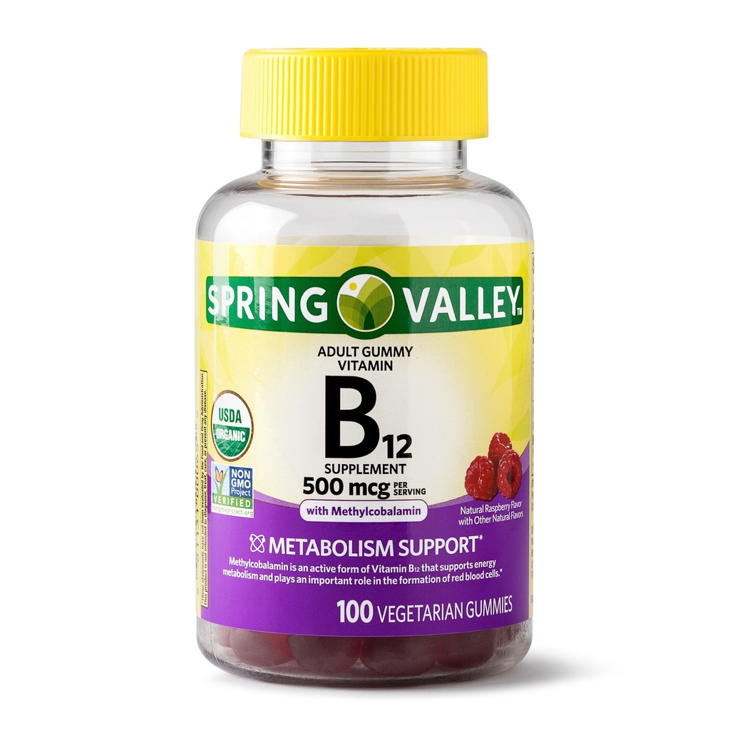 Spring Valley Yetişkin Gummy B12, Metabolism Desteği, Doğal Meyve Flavor, 100 Gummies