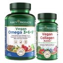Saf Ürünler Planlama - Vegan Omega 3-6-9 (180 ct) + Vegan Collagen Builder Omega 3-6-9 ("5 in 1" Plant-Based Omega Essential Fatty Acid) - Vegan Collagen Builder (w/Key Plant-Based Malzemeler)