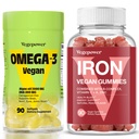 Vegan Demir Gummies + Vegan Algae Omega-3 DHA - Kadınlar ve Erkekler için en iyi Vitamin Tamam, Gluten-Free-GMO, Gluten-Free