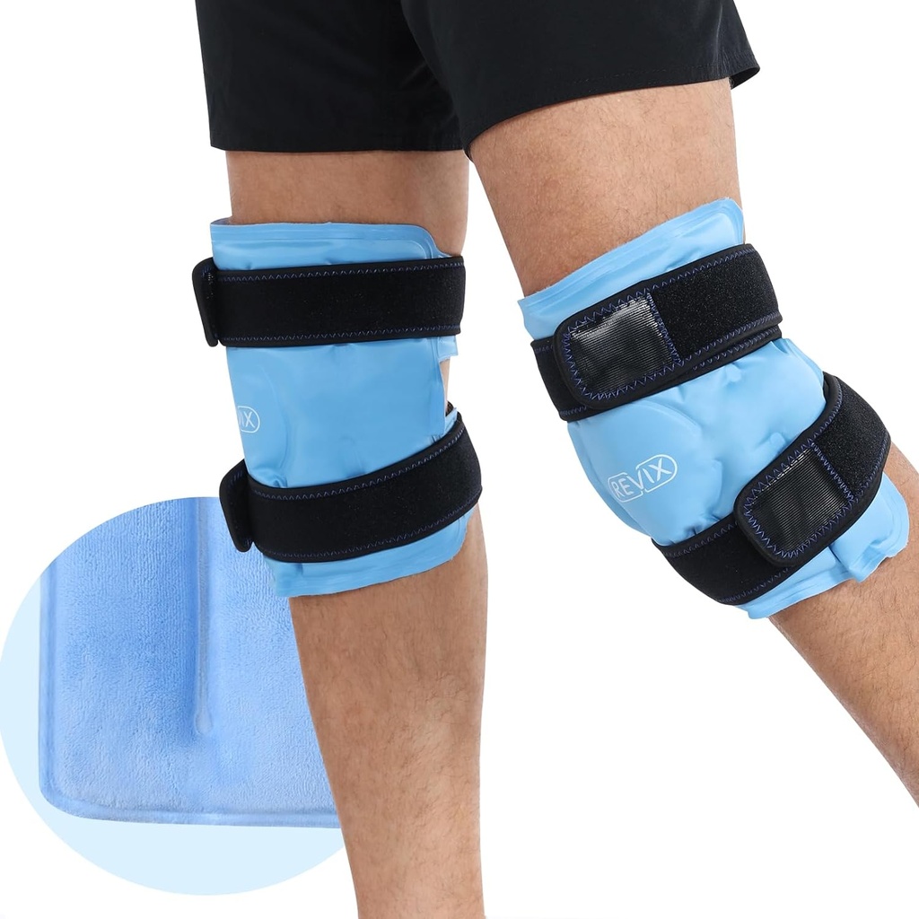 Diz Discomfort için REVIX buz hos, Gel Buz Paketleri Soğuk Kombinasyonla Reusable, Diz Soğuk Paketi Sore Kass ve Ortaklar, Plush Cover ve Hands-Free Application, A Set of Two