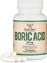 Boric Acid Suppositories (600 mg Vaginal Suppositoryory, 60 Kont) Destekler Vaginal pH Dengesi, Odor Control (USP Medical Grade Fine Toz, Easy Dissolve, Third Party Tested)