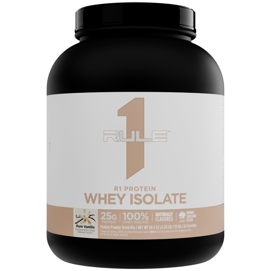 Kural 1 Doğal Flavored R1 Protein Whey Isolate - 25g Protein ve 6g BCAA ile Temiz Formula Özel olarak Korumalı ve Hidrolyzed Kaynaklar İşout Kurtarma (4.3 Pounds*, Pure Vanilla)